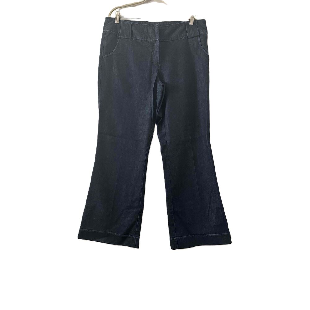 Dalia Collection Trouser Jeans Womens Size 14 Blue Flared Denim Dark Wash Belt